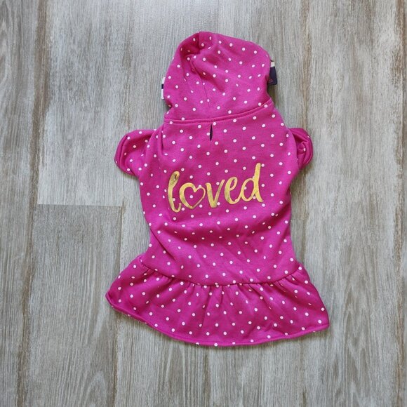 Heart To Tail Other - Heart to Tail Pet Sweatshirt Dog Pink White Polka Dot 'Loved'